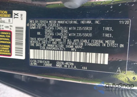 2021 Toyota Highlander Xse from USA, damaged, VIN 5TDLZRAH5MS043571